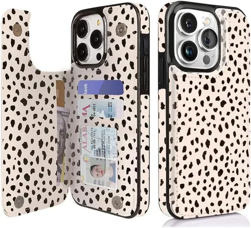 Miniatura 18 de uCOLOR Funda compatible con iPhone 15 de 6.1 pulgadas con ranura para tarjetero, función atril, doble cierre magnético y bloqueo RFID, funda de 6.1
