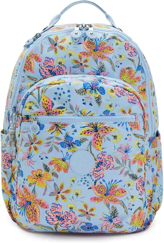 Miniatura 25 de Kipling Seoul - Mochila grande metálica para portátil de 15 pulgadas, Agua (Aqua Flowers)