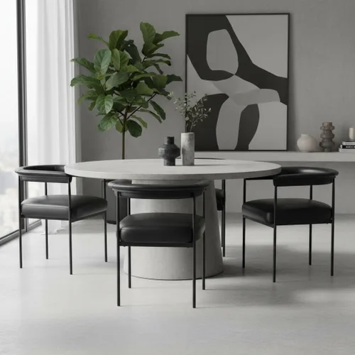 Miniatura 9 de LukeAlon Juego de 2 sillas de comedor de piel sintética, silla de cocina tapizada con respaldo abierto con patas de metal negro, respaldo curvado