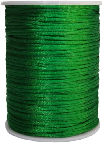 Miniatura 27 de 2.0mm Hilo de Cordón de Seda de Nylon para Cuentas de Macramé, Pulseras, Nudos Chinos, Collares, Joyería 109 Yardas (Verde Oscuro)