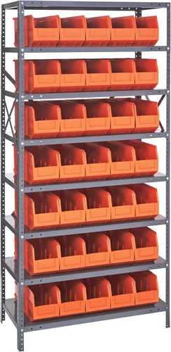Miniatura 212 de Quantum QSBU-245BK Heavy Duty Shelving Unit with (7) Shelves and (24) QUS245 Black Bins for Garage Warehouse Storage Distribution 400 lb Load