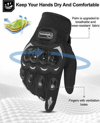 Miniatura 5 de RIGWARL Guantes de motocicleta para hombres y mujeres, pantalla táctil, guantes ligeros antideslizantes para motocross