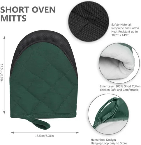 Miniatura 3 de 1 par de manoplas cortas para horno - Guantes de horno de silicona para cocina, resistentes a altas temperaturas de 500℉, mini manoplas