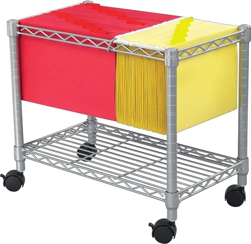 Miniatura 2 de Safco 5201GR - Carro móvil de alambre para cartas o archivos legales, color gris, plegable, ahorro de espacio para almacenamiento compacto. 4 ruedas
