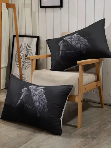 Miniatura 6 de Datura home - Juego de ropa de cama con edredón estampado de caballo negro, patrón de caballo oscuro, juego de ropa de cama con funda de edredón