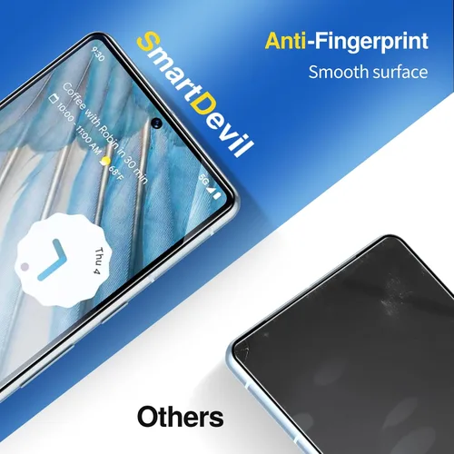 Miniatura 4 de SMARTDEVIL [Paquete de 3+3] Protector de pantalla para Google Pixel 7A con protector de lente de cámara, compatible con lector de huellas