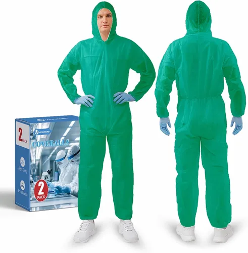 Miniatura 14 de Trajes de materiales peligrosos, 10 opciones de colores Monos protectores desechables, traje de pintura con muñecas elásticas, tobillos y capucha