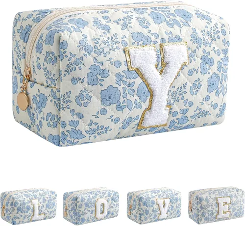 Miniatura 66 de Bolsa de maquillaje alfabética JOVAKIT, bolsa de cosméticos para mujeres, regalos de Navidad para niñas de 6 a 18 años, neceser de viaje con flores