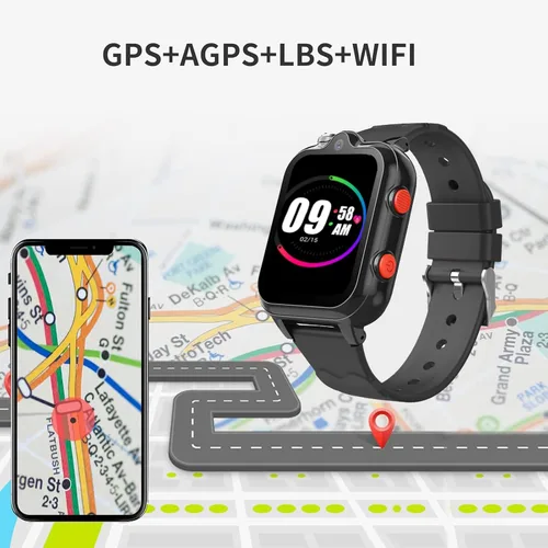 Miniatura 4 de Reloj inteligente para niños, reloj GPS 4G para niños con WiFi, SMS, llamadas, video chat de voz, Bluetooth, grabación de audio, alarma, podómetro