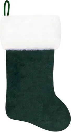 Miniatura 133 de Calcetines de Navidad bordados de 20 pulgadas con monograma, terciopelo negro con puño de felpa blanca supersuave, adornos clásicos para decoración