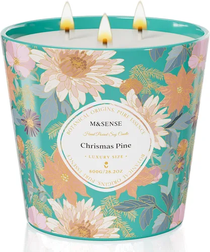 Miniatura 16 de M&SENSE Vela Perfumada de Gardenia y Jazmín, 28.2oz Velas Grandes de Cera de Soja Natural de 3 Mechas, Duraderas de Combustión Limpia y Lenta Sin