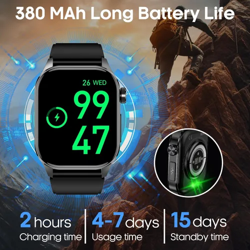 Miniatura 8 de Reloj inteligente para hombres y mujeres con llamadas Bluetooth, presión arterial, frecuencia cardíaca, oxígeno en sangre, estrés, HRV, monitor