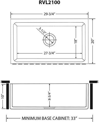Miniatura 9 de Ruvati RVL2100BK - Fregadero de cocina reversible con delantal frontal de 30 x 20 pulgadas, color negro brillante