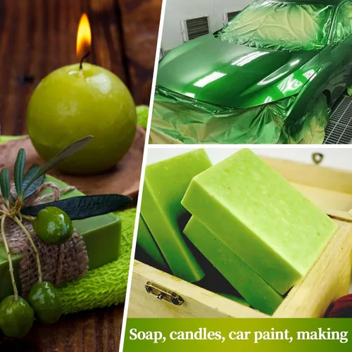 Miniatura 6 de NTWJNJY Polvo de Mica Verde Oscuro, Polvo de Mica Natural con Destello para Resina Epóxica/Velas/Jabón/Brillo de Labios/Slime/Arena Movediza/Bombas