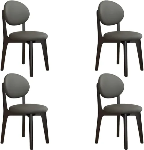 Miniatura 86 de YVYKFZD Juego de sillas de comedor, sillas de cocina de madera maciza, silla de comedor de granja con respaldo curvo, silla tapizada de cuero