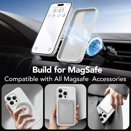 Miniatura 170 de GONEZ Funda de silicona para iPhone 15 Pro Max, compatible con Magsafe, protector de cámara + protector de pantalla, forro de microfibra suave