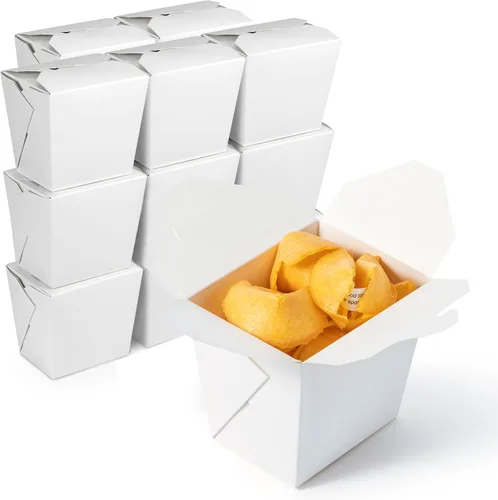 Miniatura 12 de Fit Meal Prep Paquete de 50 cajas chinas para llevar – 32 oz contenedores de alimentos chinos blancos lisos para comidas asiáticas – Cajas de comida