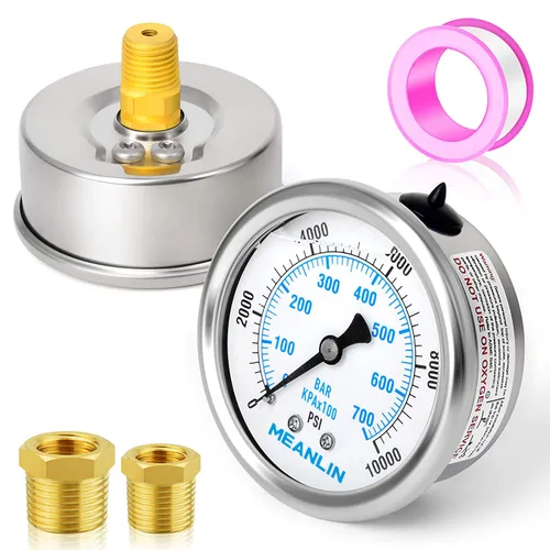 Miniatura 71 de MEANLIN MEASURE - Manómetro de acero inoxidable, relleno de líquido, esfera con cara de 2.5 pulgadas, NPT de 1/4 de pulgada, agua, aceite y gas