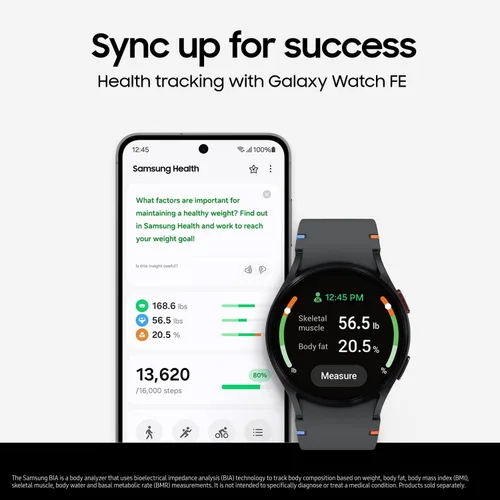 Miniatura 10 de Samsung Galaxy Watch FE 40mm Bluetooth AI Smartwatch con seguimiento de fitness, sensor BIA, zonas de frecuencia cardíaca personalizadas, monitor