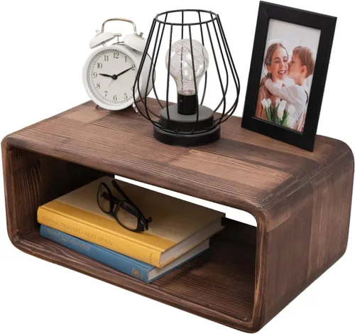 Miniatura 15 de Mesita de Noche Flotante de Madera, Mesa de Noche, Estantería de Noche, Hecho a Mano, Estante de Noche Montado en la Pared, Estilo Minimalista