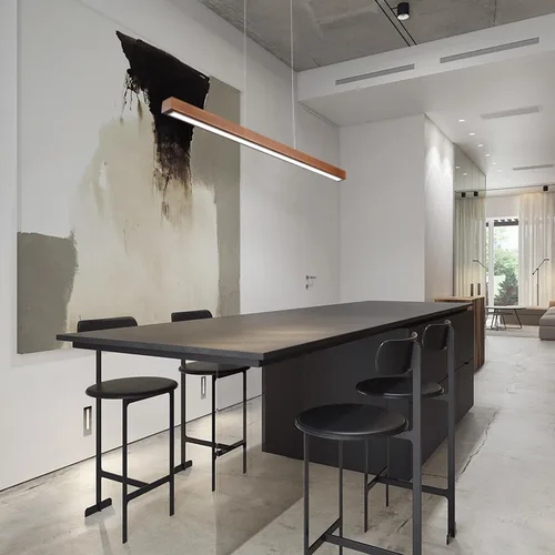 Miniatura 9 de Lámpara colgante lineal de madera de 31.5" – Lámpara de araña LED regulable con control remoto, iluminación moderna ajustable de estilo granja