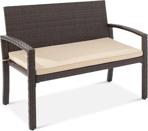 Miniatura 17 de Best Choice Products Banco Exterior de Mimbre para 2 Personas, Bancos de Jardín y Patio, Mobiliario de Exterior para Patio Trasero, Porche con Cojín