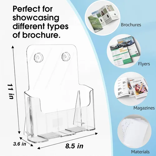 Miniatura 2 de MaxGear Soporte acrílico para folletos de 8.5 x 11 pulgadas, soporte de plástico transparente para libros, folletos, tarjetas y folletos, soporte