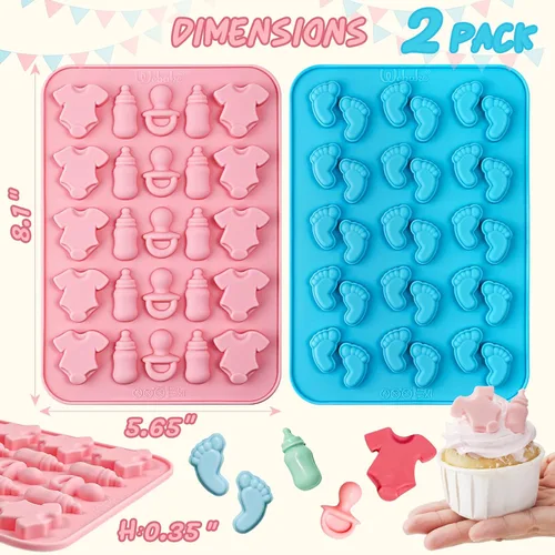 Miniatura 3 de Webake Molde para pies de bebé, molde para chupete de biberón, tamaño de bocado, moldes de silicona para caramelos de chocolate, molde de goma