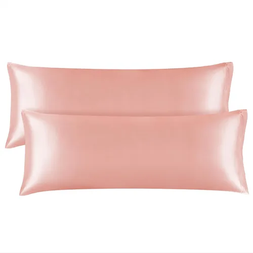 Miniatura 51 de Bedelite Funda de almohada de satén para el cuerpo, súper suave y refrescante, para el cabello y la piel, transpirable, sedosa y larga, 20 x 54 Rosa