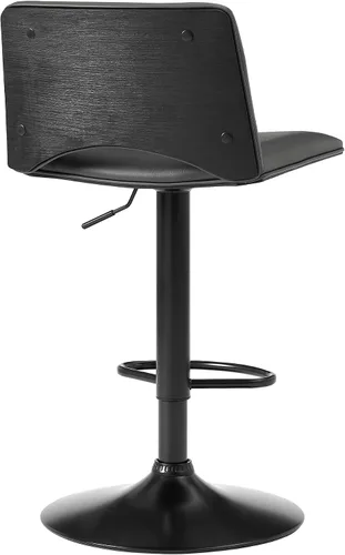Miniatura 6 de Armen Living Thierry Taburete giratorio ajustable de piel sintética gris y metal negro