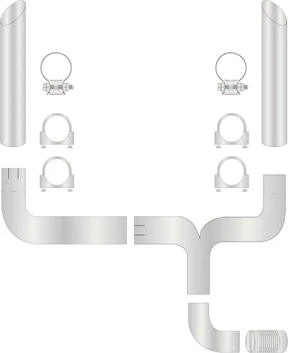Miniatura 3 de Sistema de tubo de escape diésel Turbo Dual Smoker de 4 pulgadas con 2 piezas de entrada de 4 pulgadas de 8 pulgadas, salida de acero inoxidable