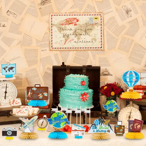 Miniatura 6 de 12 centros de mesa con temática de panal de abeja, decoración de fiesta, viajes alrededor del mundo, decoración de mesa, accesorios de fotos