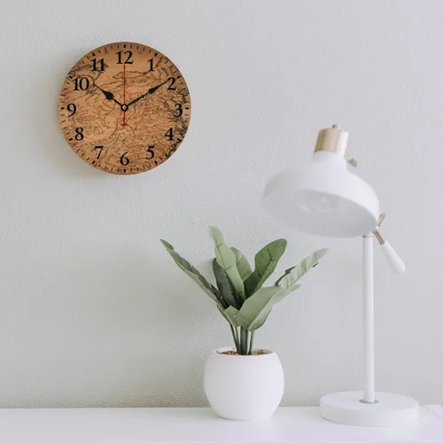 Miniatura 58 de Reloj de pared de madera con mapa del mundo antiguo, estilo nostálgico, Atlas histórico, diseño vintage, impresión de madera, reloj de pared