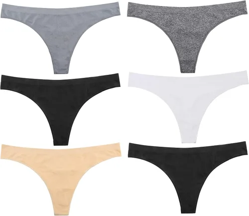 Miniatura 4 de Tangas sin costuras para mujer, paquete de 6 tangas de nailon y elastano