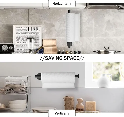 Miniatura 3 de Portarrollos de Papel para Cocina, Toallas de Papel a Granel - Autoadhesivos para Debajo del Gabinete, Ambos Disponibles en Adhesivo y Tornillos