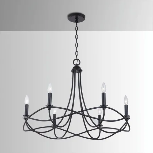 Miniatura 5 de Capital Lighting 431661MB Sonnet - Candelabro con marco de metal, 6 luces, 360 vatios totales, 22 pulgadas de alto x 30 pulgadas de ancho, negro mate