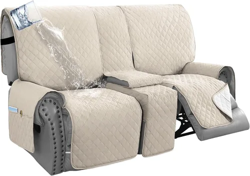 Miniatura 22 de H.VERSAILTEX Funda de sofá reclinable 100% impermeable con bolsillo para 2 asientos, antideslizante, suave, lavable, protector de muebles