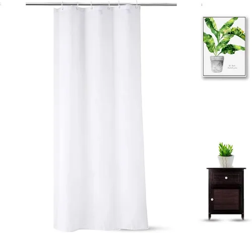 Miniatura 7 de Cortina de ducha de 36 x 72 pulgadas, repelente al agua, juego de cortinas de ducha de tela blanca pequeña para spa hotel, lavable a máquina
