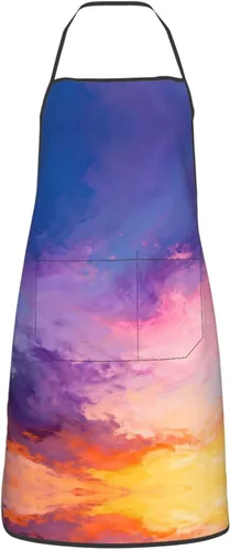 Miniatura 14 de Colorful Stars Delantal con bolsillos, delantales resistentes a las gotas de agua para mujeres y hombres, delantal ideal para uso doméstico