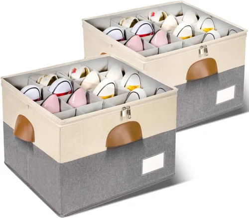 Miniatura 11 de Paquete de 1 organizador de zapatos para armario, contenedores de almacenamiento ajustables para zapatos, contenedores grandes plegables