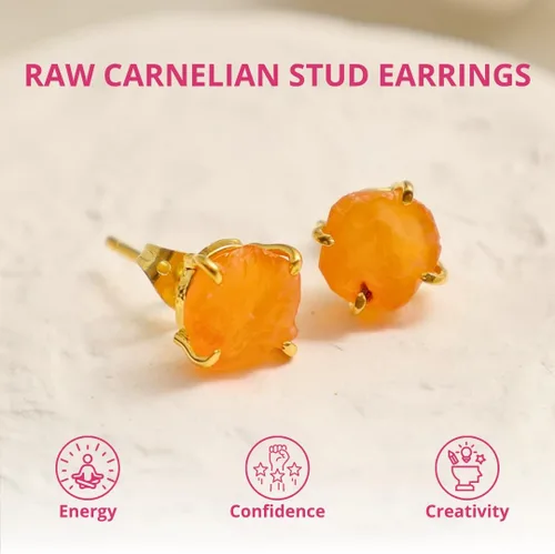 Miniatura 82 de Gempires Natural Raw Prong Setting Stud Earrings, 8-10 mm Crystals Earring, Handmade Jewelry, Gift for Her