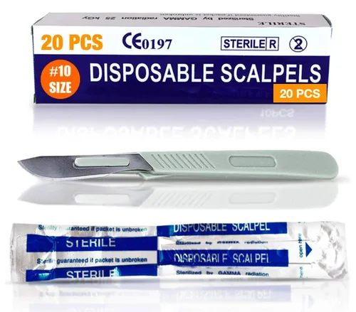 Miniatura 17 de MedHelp Scalpel 14R - Cuchillas dermaplaning con mango de plástico, cuchillas Dermablade de acero de alto carbono. Hoja 14R envuelta Paquete de 10