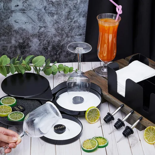 Miniatura 6 de Mifoci Barra de vidrio de 3 niveles, herramienta de barman para cocteles, Margarita, 12 piezas de acero inoxidable clásico vertedores de botellas
