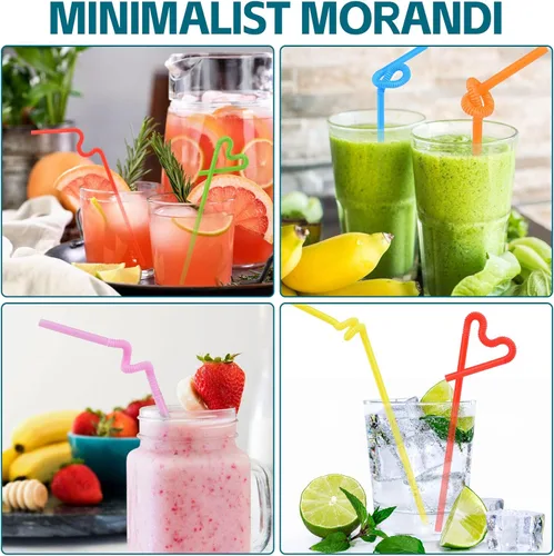 Miniatura 7 de 200 piezas de pajitas plásticas flexibles coloridas [envueltas individualmente], pajitas desechables y doblables coloridas para fiestas, pajitas 200