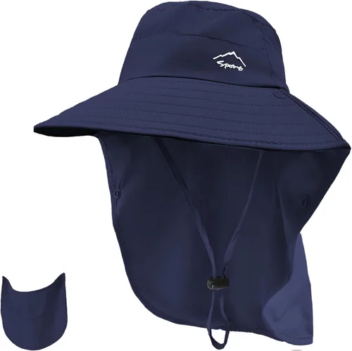 Miniatura 19 de Rosoz - Sombrero de sol para hombres y mujeres con solapa para el cuello, ala ancha, UPF50+, sombrero de pesca con cubierta facial desmontable