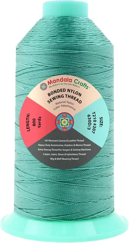 Miniatura 127 de Mandala Crafts - Hilo de nailon para coser cuero, tapicería, mezclilla y para trenzar el pelo; resistente, 1500 yardas, tamaño 69 T70 Marrón
