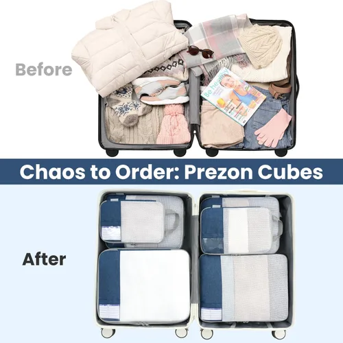 Miniatura 8 de Juego de 8 juegos6 juegos4 cubos de compresión para viajes, artículos esenciales ligeros de viaje para vacaciones, accesorios de viaje para maleta