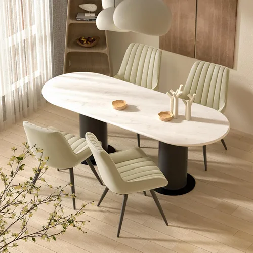 Miniatura 11 de Nalupatio Juego de 2 sillas de comedor modernas, cómodas sillas de comedor con cojines gruesos, sillas laterales tapizadas de tela con patas de Negro