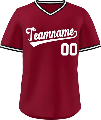 Miniatura 10 de KXK - Camiseta de béisbol personalizada con nombre y número cosidos, estilo Hip Hop, con cuello en V, atlética, para hombres, mujeres y jóvenes