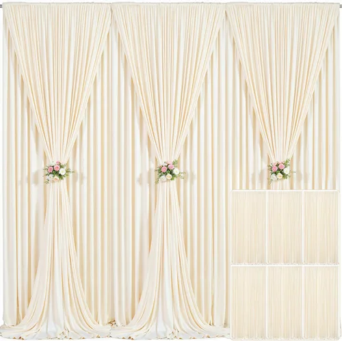Miniatura 107 de Cortina de fondo beige de 10x10 para bodas y fiestas, cortina de fondo beige sin arrugas para fotos, cortinas de fondo para decoración de baby Gris